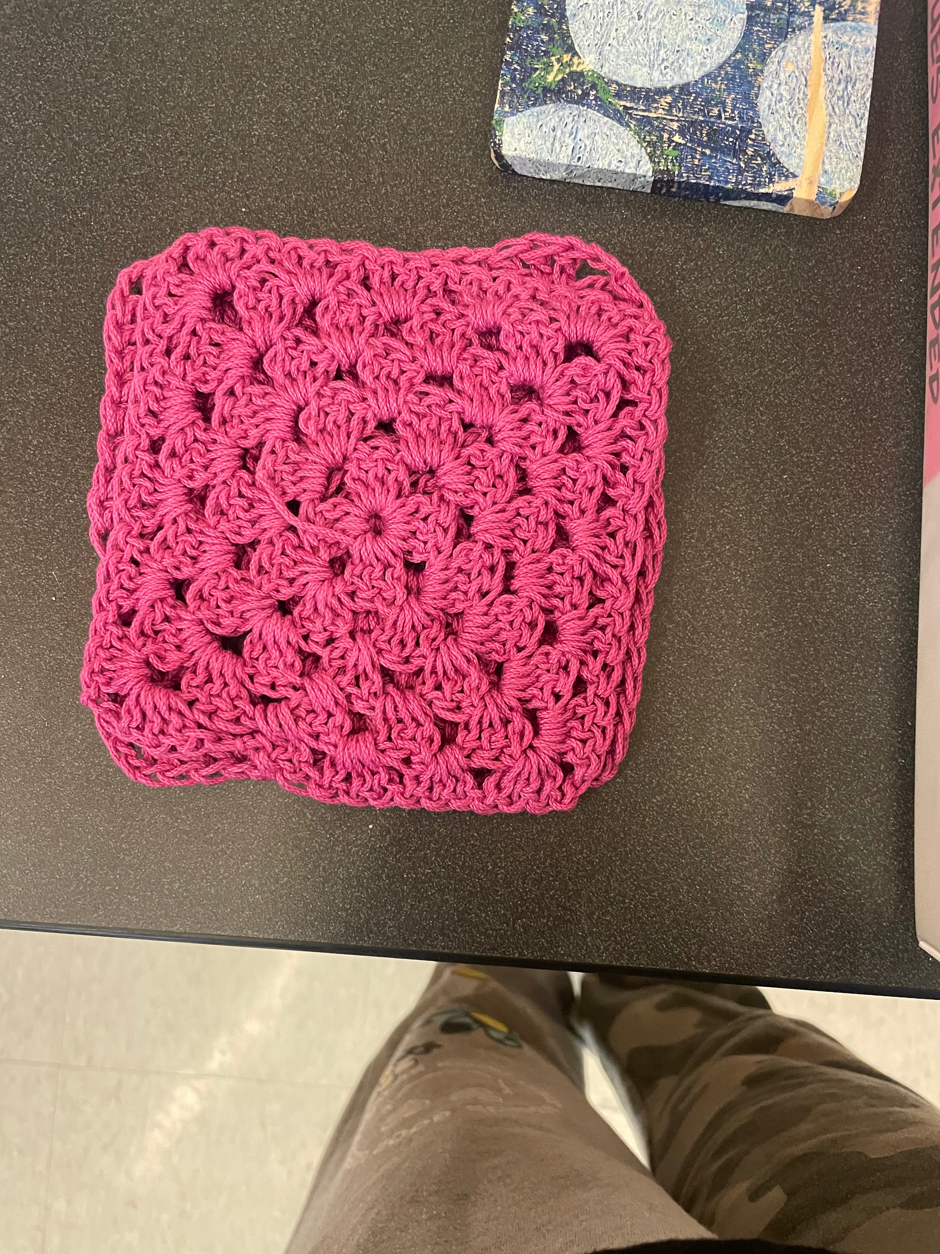 crochet granny squared coaster