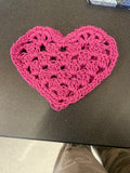 crochet granny heart shaped coaster