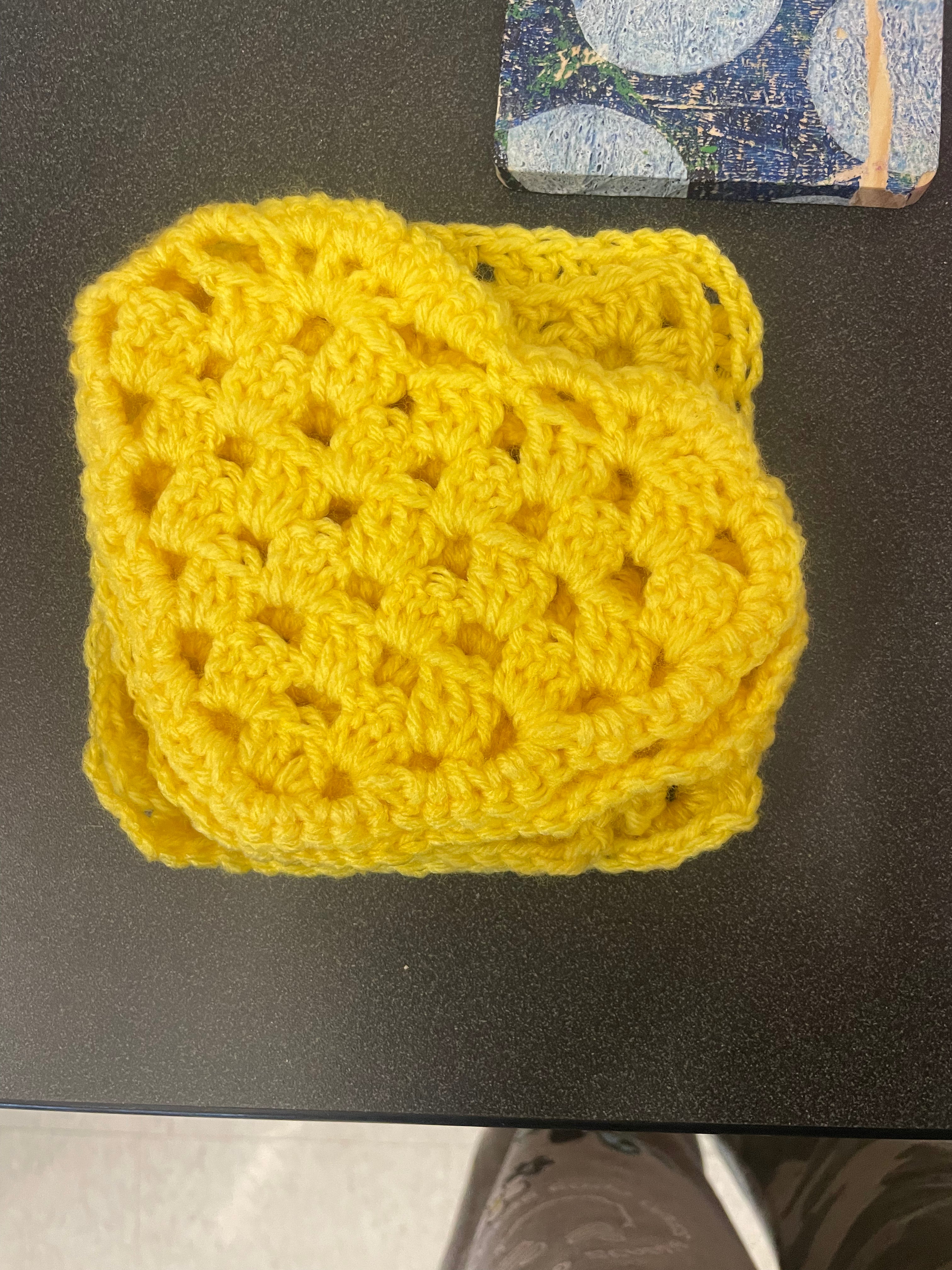 crochet granny square/heart shaped coaster set