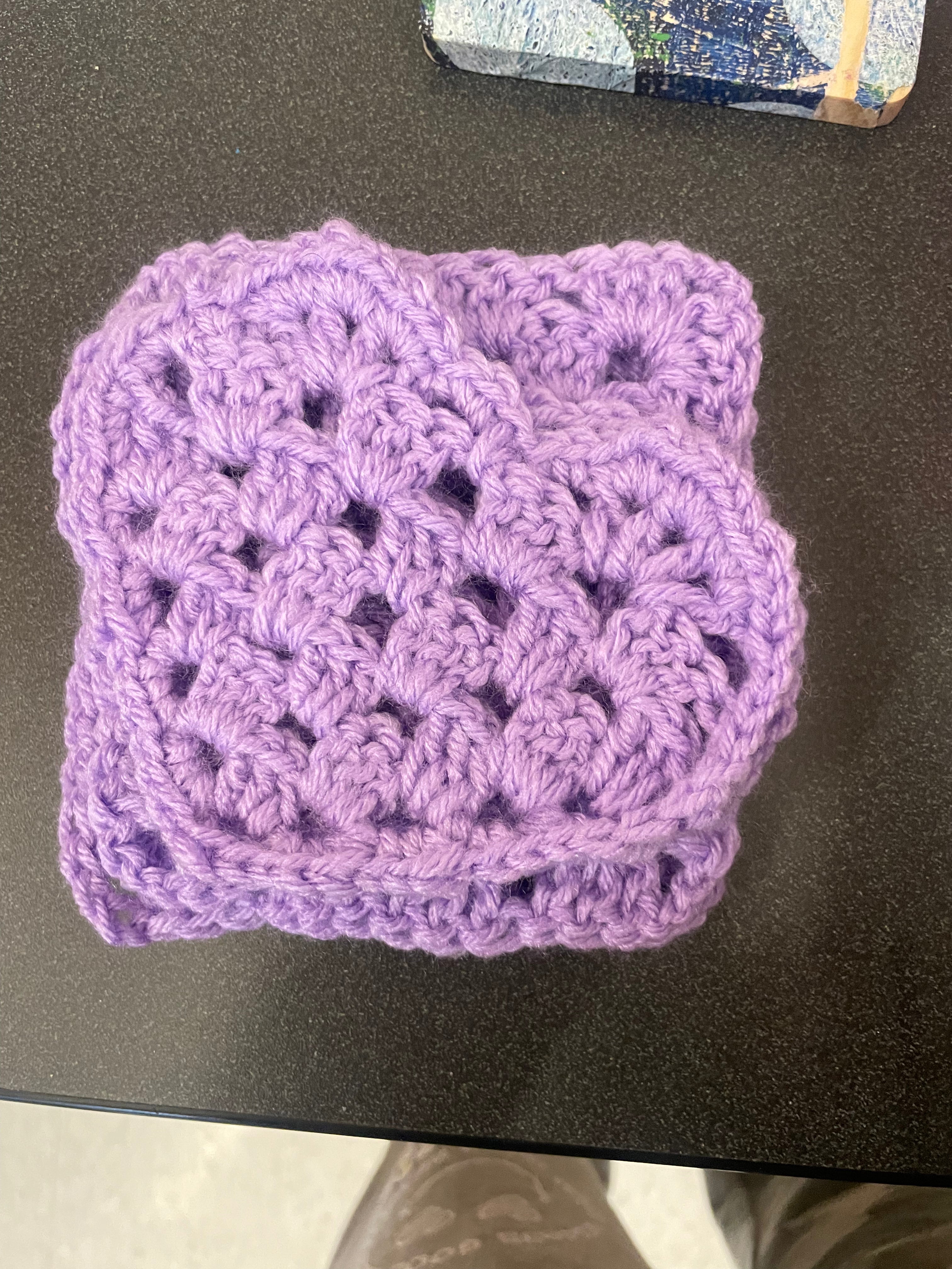 crochet granny squared / heart shaped coaster set